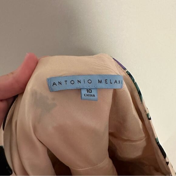 Antonio Melani Golden Printed One Shoulder Mini Dress 10 - Picture 7 of 8